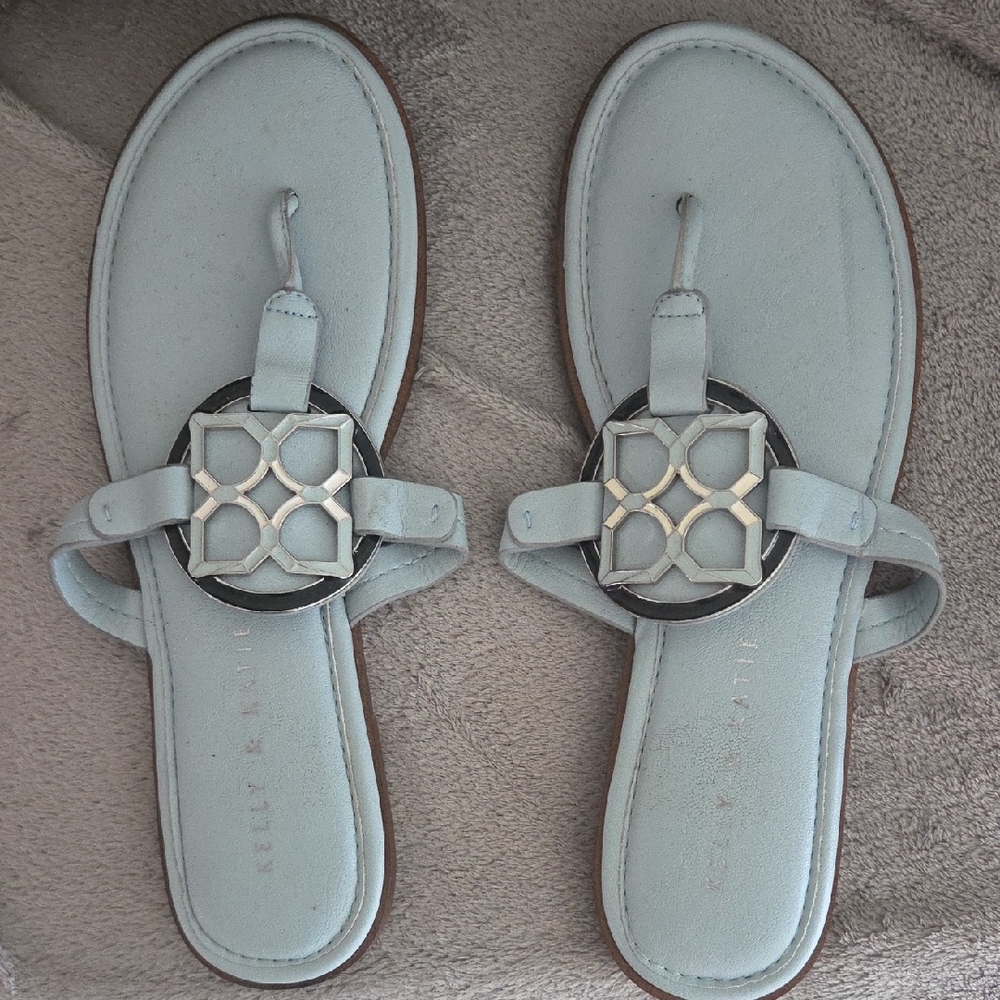 Kelly & Katie Light Blue Sandals with Geometric Design